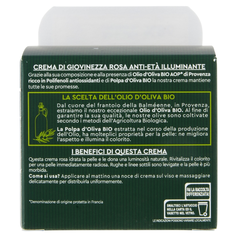 Tesori di Provenza Crema Viso Rosa Bio, Anti-età e Illuminante, 50 ml